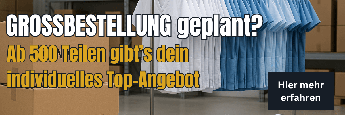 Großbestellungen ab 500 Stück – Pflegebekleidung für Einrichtungen – MEIN-KASACK.de